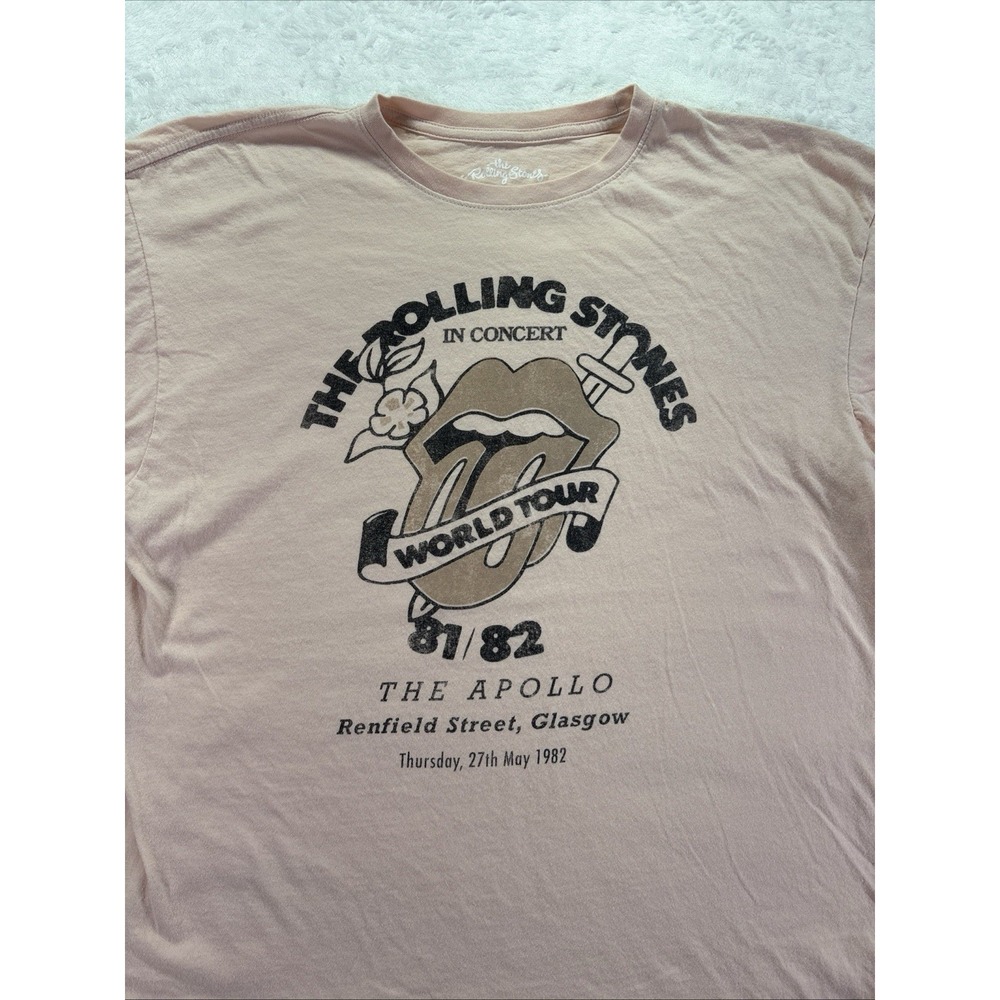 The Rolling Stones Oversized Graphic Tee T Shirt Womens L Pink World Tour